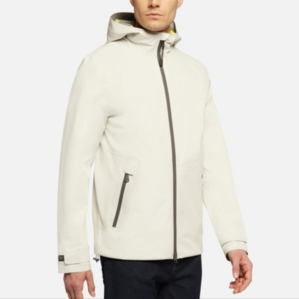 Geox Men's Off-White Hooded Raincoat